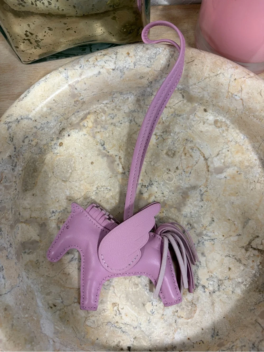 Hermes Mauve Sylvestre Pegasus Charm Bag Pendant